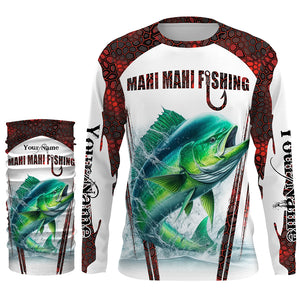 Mahi mahi fishing red camo Custom Name Fishing Shirts UV Protection Gift For Fisherman NQS5173