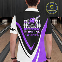 Load image into Gallery viewer, Custom bowling polo shirts for men I'm not swearing, I'm using my bowling words purple bowl shirts NQS7434