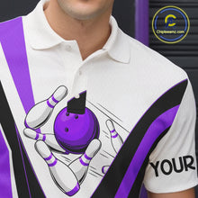 Load image into Gallery viewer, Custom bowling polo shirts for men I'm not swearing, I'm using my bowling words purple bowl shirts NQS7434