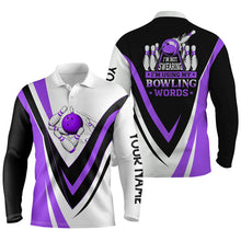 Load image into Gallery viewer, Custom bowling polo shirts for men I'm not swearing, I'm using my bowling words purple bowl shirts NQS7434