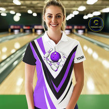 Load image into Gallery viewer, Custom bowling polo shirts for women I&#39;m not swearing, I&#39;m using my bowling words purple bowl shirts NQS7434