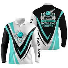 Load image into Gallery viewer, Custom bowling polo shirts for men I'm not swearing, I'm using my bowling words Cyan blue bowl shirts NQS7435