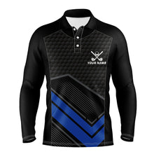 Load image into Gallery viewer, Black and Blue Mens golf polo shirts custom golf outfits for men, personalized golf gifts NQS8013