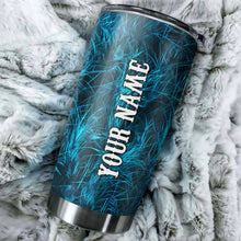 Load image into Gallery viewer, 1PC  blue camo Fishing Fish hook Customize Stainless Steel Fishing Tumbler Cup, gift for Fishing lovers NQS818