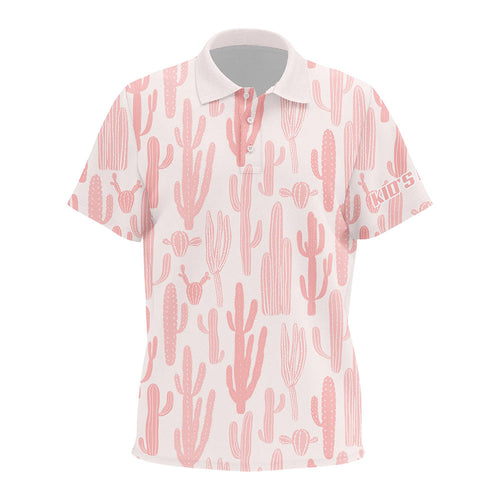 Personalized pink cactus pattern Kid golf polo shirt custom funny cactus golf gifts NQS8434