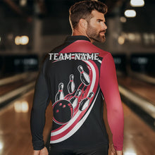 Load image into Gallery viewer, Black and Pink Bowling Polo, 1/4 Zip Shirt For Men Custom Bowling Team League Jersey, Gift For Bowler NQS9491