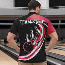 Load image into Gallery viewer, Black and Pink Bowling Polo, 1/4 Zip Shirt For Men Custom Bowling Team League Jersey, Gift For Bowler NQS9491