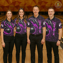 Load image into Gallery viewer, Black And Pink Custom Dragon Bowling Shirts For Women, Dragon Bowling Team Shirts NQS11622