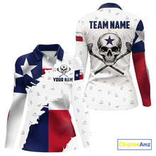 Load image into Gallery viewer, Texas Flag Golf Clubs Skull Golf Camo Women golf polo shirts Custom Patriotic Golf Team Jersey NQS9936