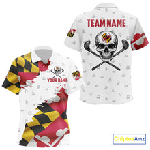 Load image into Gallery viewer, Maryland Flag Golf Clubs Skull Golf Camo Kid golf polo shirts Custom Patriotic Golf Team Jersey NQS9937