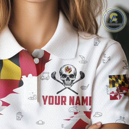 Maryland Flag Golf Clubs Skull Golf Camo Women golf polo shirts Custom Patriotic Golf Team Jersey NQS9937