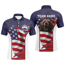 Load image into Gallery viewer, American flag Bowling Bear Bowling Polo, Quarter Zip shirts for men custom team bear bowling jerseys NQS7792