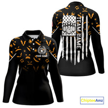 Load image into Gallery viewer, Custom American flag patriotic funny halloween pattern Bowling shirt for Women bowling team jersey NQS10414