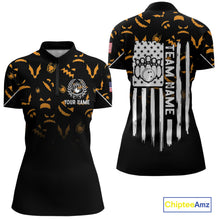 Load image into Gallery viewer, Custom American flag patriotic funny halloween pattern Bowling shirt for Women bowling team jersey NQS10414