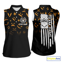 Load image into Gallery viewer, Custom American flag patriotic funny halloween pattern Bowling  Sleeveless polos bowling team jersey NQS10414