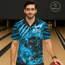 Load image into Gallery viewer, Personalized Tiger Bowling Hawaiian Shirt, Blue Flame Lightning Thunder Tiger Team Bowling Jerseys NQS11232
