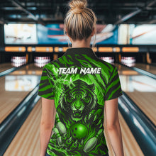 Load image into Gallery viewer, Personalized Tiger Bowling Shirts For Women, Green Flame Lightning Thunder Tiger Team Bowling Jerseys NQS11233