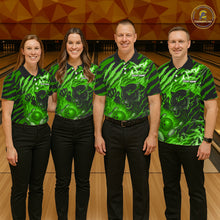 Load image into Gallery viewer, Personalized Tiger Bowling Shirts For Women, Green Flame Lightning Thunder Tiger Team Bowling Jerseys NQS11233