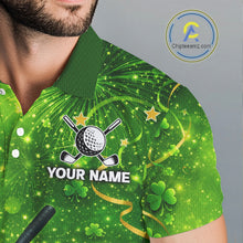 Load image into Gallery viewer, Happy St Patrick's Day Green and Gold Shamrock Mens Golf Polo Shirts Custom Golf Clothes for Men NQS11629