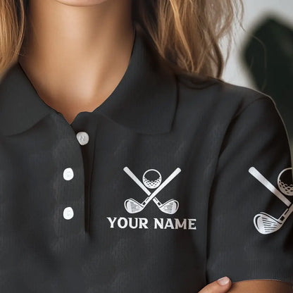 Black and White Retro American Flag Women golf polo shirts custom team patriotic golf gifts golfer NQS9663