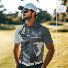Load image into Gallery viewer, Personalized Gray camo Golf polo shirts for men custom camo golf shirts, unique golf gifts NQS9944