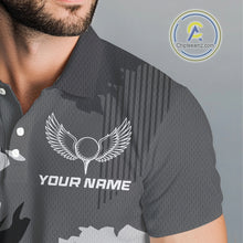 Load image into Gallery viewer, Personalized Gray camo Golf polo shirts for men custom camo golf shirts, unique golf gifts NQS9944