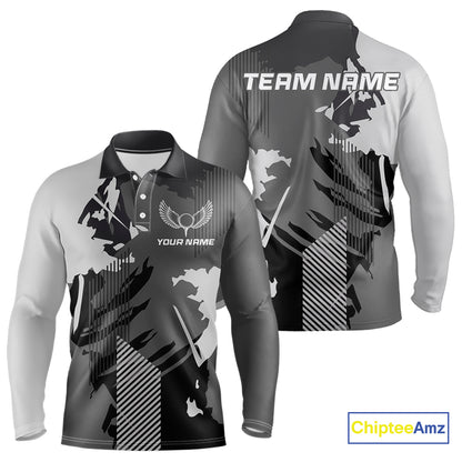 Personalized Gray camo Golf polo shirts for men custom camo golf shirts, unique golf gifts NQS9944