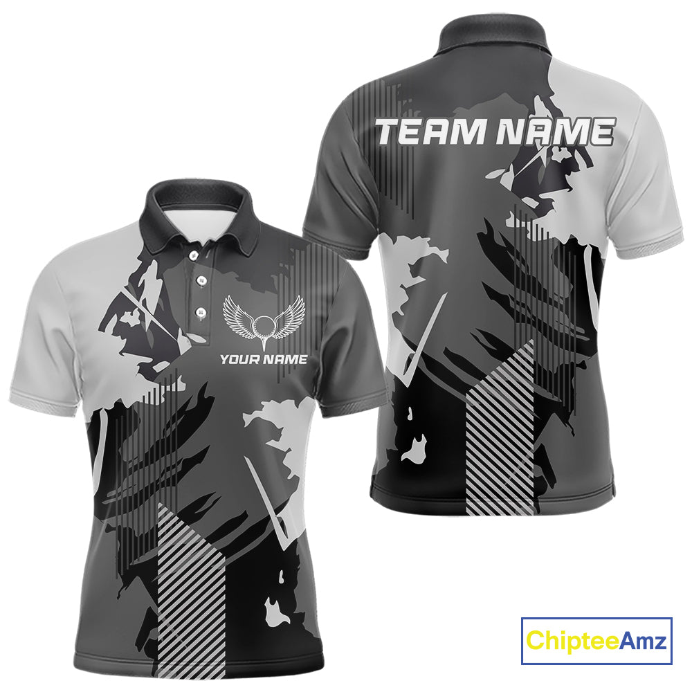 Personalized Gray camo Golf polo shirts for men custom camo golf shirts, unique golf gifts NQS9944