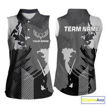 Load image into Gallery viewer, Personalized Gray camo Golf sleeveless polo shirts for women custom camo golf shirt, unique golf gifts NQS9944