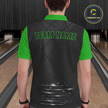 Load image into Gallery viewer, Black and Green bowling league jersey custom Mens Bowling Polo, 1/4 zip Shirt, gifts for men bowler NQS10096