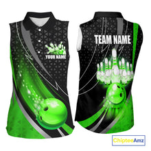 Load image into Gallery viewer, Black and Green Bowling Camo Sleeveless polo Shirt Custom Team Bowling jerseys, Bowler Outfit NQS10425
