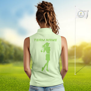 Green Women Sleeveless golf polo shirts custom golf outfits for ladies, Gift for golf lovers NQS10849