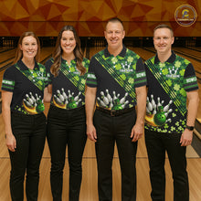 Load image into Gallery viewer, Black and Green shamrock argyle pattern Bowling Shirts For Men Custom St Patrick Team Bowling Jerseys NQS11237