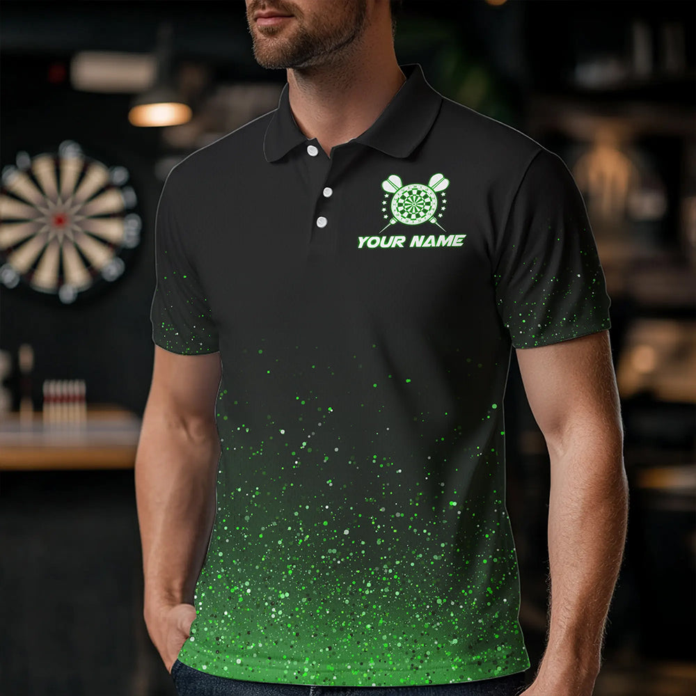 Black & Green glitter Lucky Darts Shirt For Men Custom St Patrick Day Darts Jersey for Team NQS9363