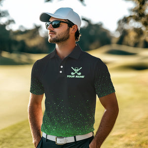 Black And Green Glitter Lucky Mens golf polo shirts custom St Patrick Day golf tops for mens NQS9365