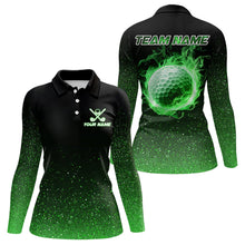 Load image into Gallery viewer, Black And Green Glitter Lucky Women golf polo shirt custom St Patrick Day golf tops for ladies NQS9365