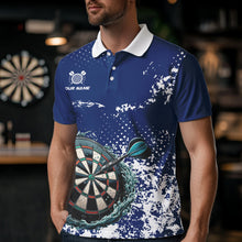 Load image into Gallery viewer, Personalized White &amp; Blue Grunge Darts Shirt For Men Custom Dart Outfit Team Jersey NQS9510