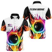 Load image into Gallery viewer, Colorful Flame Bowling Polo, Quarter Zip Shirts for Men Custom Fire Team Bowling jerseys NQS9675