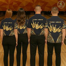 Load image into Gallery viewer, Black and Gold tribal pattern Bowling Polo, Quarter Zip Shirts For Men Custom Bowling Team Jerseys NQS11732