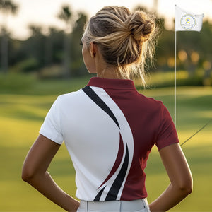 Red and White Women golf polo shirt Custom golf attire for ladies, gifts for golf lovers NQS10106