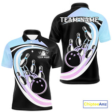 Load image into Gallery viewer, Blue Purple Gradient Bowling Shirts For Men Custom Bowling Team League Jersey, Gift For Bowler NQS10432