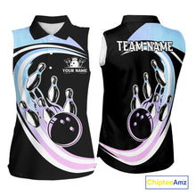 Load image into Gallery viewer, Blue Purple Gradient Bowling Sleeveless Polo Shirt Custom Bowling Team League Jersey, Gift For Bowler NQS10432
