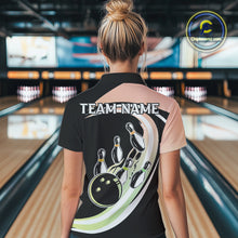 Load image into Gallery viewer, Pink and Green Gradient Bowling Shirts For Women Custom Bowling Team League Jersey, Gift For Bowler NQS10433