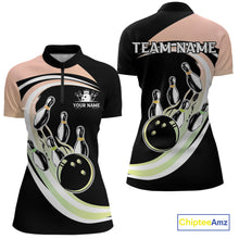 Load image into Gallery viewer, Pink and Green Gradient Bowling Shirts For Women Custom Bowling Team League Jersey, Gift For Bowler NQS10433