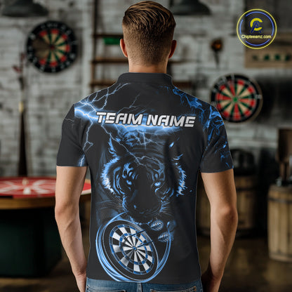 Personalized Blue Lightning Thunder Storm Tiger Darts Shirts For Men Custom Dart Team Jerseys NQS10441