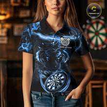 Load image into Gallery viewer, Personalized Blue Lightning Thunder Storm Tiger Darts Shirts For Women Custom Dart Team Jerseys NQS10441