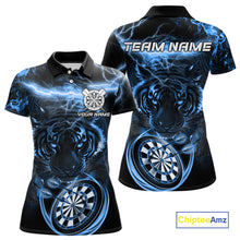 Load image into Gallery viewer, Personalized Blue Lightning Thunder Storm Tiger Darts Shirts For Women Custom Dart Team Jerseys NQS10441