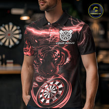 Load image into Gallery viewer, Personalized Red Lightning Thunder Storm Tiger Darts Shirts For Men Custom Dart Team Jerseys NQS10442