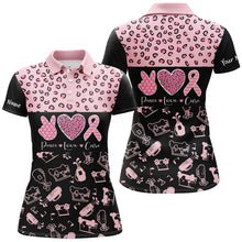 Load image into Gallery viewer, Pink and Black Leopard Pattern Golf Polo Shirts Breast Cancer Pink Ribbon Golf Shirts For Women NQS7453