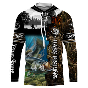 Largemouth Bass Fishing Camo UV protection customize name long sleeves fishing shirts NQS712